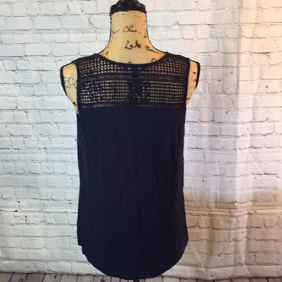Banana Republic Navy Blue Top Woven Yoke Sleeveless Small - Picture 3 of 5
